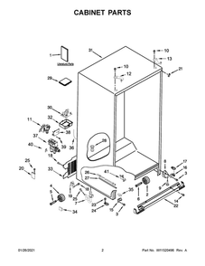Cabinet Parts Diagram and Parts List for WRS973CIHV01  Whirlpool Refrigerator