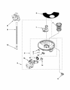 Pump And Motor Parts Diagram and Parts List for 66513073K211  Kenmore Dishwasher