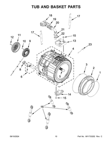 06 - Tub And Basket Parts Diagram and Parts List for MFW7020RU0  Whirlpool Washer