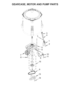 Gearcase, Motor And Pump Parts Diagram and Parts List for CAE2745FQ0  Whirlpool Washer