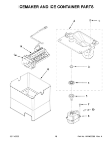 Icemaker And Ice Container Parts Diagram and Parts List for WRF757SDHZ01  Whirlpool Refrigerator