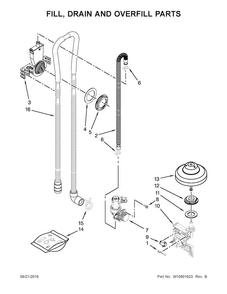 Fill, Drain And Overfill Parts Diagram and Parts List for KDTE254ESS2  KitchenAid Dishwasher