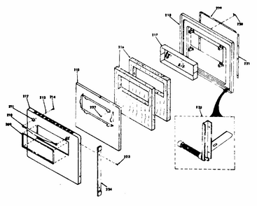 Lower Porcelain Door Diagram and Parts List for 8504277222  Kenmore Range
