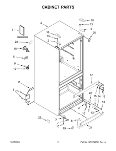02 - Cabinet Parts Diagram and Parts List for WRFA60SFHZ05  Whirlpool Refrigerator