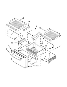 Freezer Door Parts Diagram and Parts List for WRX988SIBE02  Whirlpool Refrigerator