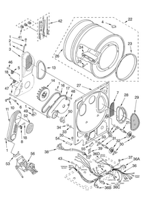 Dryer Bulkhead Parts Diagram and Parts List for 11098752796  Kenmore Washer Dryer Combo