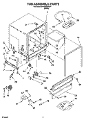 TUB ASSEMBLY PARTS Diagram and Parts List for DU400SWKW1  Whirlpool Dishwasher