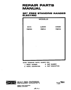 Cover Page Diagram and Parts List for F9807*0  Roper Range