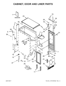 Cabinet, Door And Liner Parts Diagram and Parts List for GI15PDXZS1  Whirlpool Ice Maker