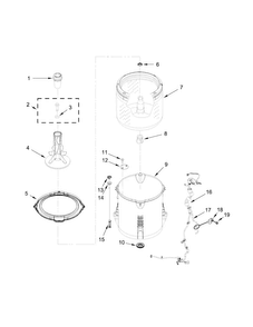 Basket And Tub Parts Diagram and Parts List for 1CWTW4815EW0  Whirlpool Washer