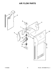 Air Flow Parts 2 Diagram and Parts List for WRS315SDHM08  Whirlpool Refrigerator