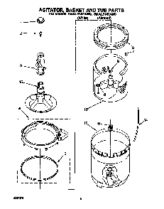 Agitator, Basket And Tub Diagram and Parts List for 6MAL5143AW0  Whirlpool Washer