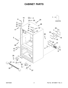 Cabinet Parts Diagram and Parts List for WRF555SDHB02  Whirlpool Refrigerator