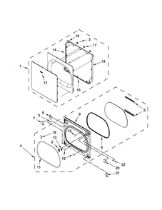 Door Parts Diagram and Parts List for 7MWGD8500EC0  Whirlpool Dryer