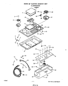 Cooktop Diagram and Parts List for C3357*0  Roper Range