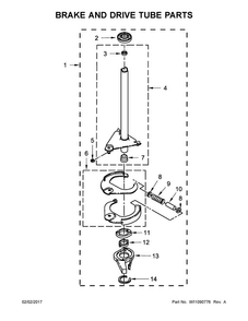 Brake And Drive Tube Parts Diagram and Parts List for WETLV27FW0  Whirlpool Washer Dryer Combo