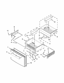 Freezer Door Parts Diagram and Parts List for IX7DDEXDSM02  Whirlpool Refrigerator