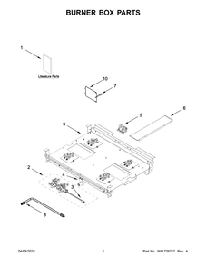 Burner Box Parts Diagram and Parts List for KFGC500JPA07  KitchenAid Range