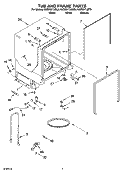 TUB AND FRAME PARTS Diagram and Parts List for KUDR01TJBT0  KitchenAid Dishwasher