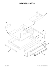 Drawer Parts Diagram and Parts List for KFES530ESS1  KitchenAid Range