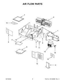 Air Flow Parts Diagram and Parts List for WMH31017HB4  Whirlpool Microwave