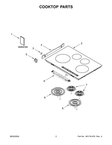02 - Cooktop Parts Diagram and Parts List for WCI55US0JB02  Whirlpool Cooktop