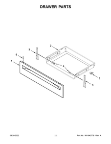 Drawer Parts Diagram and Parts List for WFG525S0JW5  Whirlpool Range