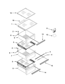 Refrigerator Shelf Parts Diagram and Parts List for 7KSF26C6YY00  KitchenAid Refrigerator