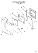 OVEN DOOR Diagram and Parts List for KEBS247DBL1  KitchenAid Wall Oven