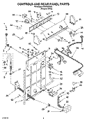 CONTROL AND REAR PANEL PARTS Diagram and Parts List for SAWX650MQ2  Whirlpool Washer
