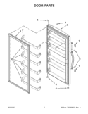 DOOR PARTS Diagram and Parts List for EV200NZTQ02  Whirlpool Freezer