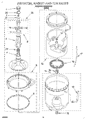 AGITATOR, BASKET AND TUB Diagram and Parts List for LBR6233DQ0  Whirlpool Washer