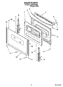 DOOR PARTS, OPTIONAL PARTS (NOT INCLUDED) Diagram and Parts List for RF212PXSQ3  Whirlpool Range