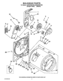 BULKHEAD PARTS Diagram and Parts List for 4GWED4900YW0  Whirlpool Dryer