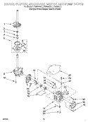 BRAKE, CLUTCH, GEARCASE, MOTOR AND PUMP Diagram and Parts List for LTG6234DT1  Whirlpool Washer Dryer Combo