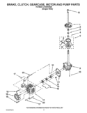 BRAKE, CLUTCH, GEARCASE, MOTOR AND PUMP PARTS Diagram and Parts List for LTG5243DQB  Whirlpool Washer Dryer Combo
