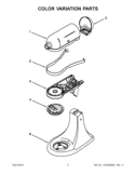 COLOR VARIATION PARTS Diagram and Parts List for 5KSM160PSAAC0  KitchenAid Mixer