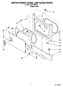 DRYER FRONT PANEL AND DOOR PARTS Diagram and Parts List for YWET3300SQ1  Whirlpool Washer Dryer Combo