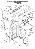 CONTROL AND REAR PANEL PARTS Diagram and Parts List for RAX7244KQ1  Roper Washer