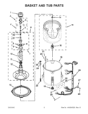 BASKET AND TUB PARTS Diagram and Parts List for 7MWTW1605AW1  Whirlpool Washer