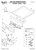 TOP AND CONSOLE PARTS Diagram and Parts List for YGEW9200LW2  Whirlpool Dryer