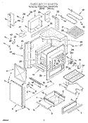 OVEN BODY Diagram and Parts List for RS385PCBW1  Whirlpool Range