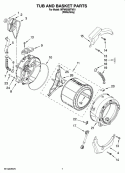 TUB AND BASKET PARTS, OPTIONAL PARTS (NOT INCLUDED) Diagram and Parts List for WFW8200TW01  Whirlpool Washer