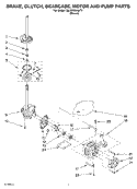 BRAKE, CLUTCH, GEARCASE, MOTOR AND PUMP Diagram and Parts List for 7MLSR8544JT4  Whirlpool Washer