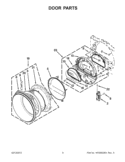 DOOR PARTS Diagram and Parts List for YWED9151YW1  Whirlpool Dryer