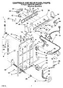 CONTROLS AND REAR PANEL PARTS Diagram and Parts List for LSQ9010LG3  Whirlpool Washer