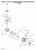 BRAKE, CLUTCH, GEARCASE, MOTOR AND PUMP PARTS Diagram and Parts List for WTW5200VQ1  Whirlpool Washer