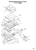 REFRIGERATOR SHELF PARTS Diagram and Parts List for 3XES2SHGKQ02  Whirlpool Refrigerator
