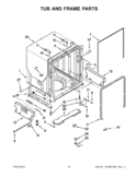 TUB AND FRAME PARTS Diagram and Parts List for KUDE50CXSS9  KitchenAid Dishwasher