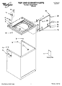 TOP AND CABINET PARTS Diagram and Parts List for 7MLBR7333MT1  Whirlpool Washer